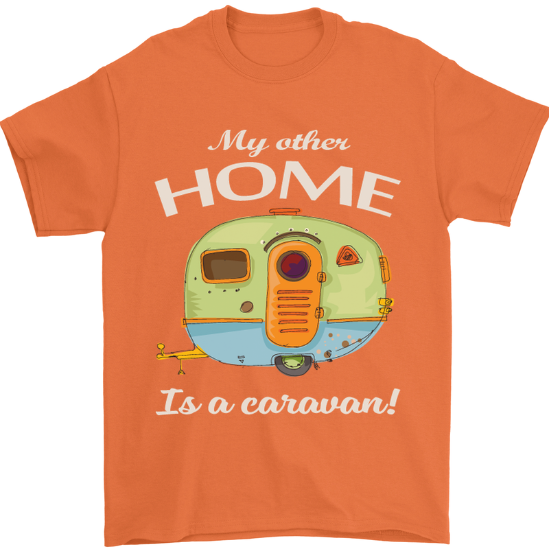 My Other Home Is a Caravan Caravanning Mens T-Shirt Cotton Gildan Orange