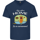My Other Home Is a Caravan Caravanning Mens V-Neck Cotton T-Shirt Navy Blue