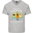 My Other Home Is a Caravan Caravanning Mens V-Neck Cotton T-Shirt Sports Grey