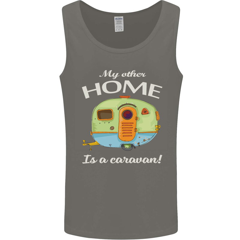 My Other Home Is a Caravan Caravanning Mens Vest Tank Top Charcoal