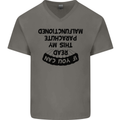 My Parachute Malfunctioned Skydiving Para Mens V-Neck Cotton T-Shirt Charcoal