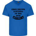 My Parachute Malfunctioned Skydiving Para Mens V-Neck Cotton T-Shirt Royal Blue