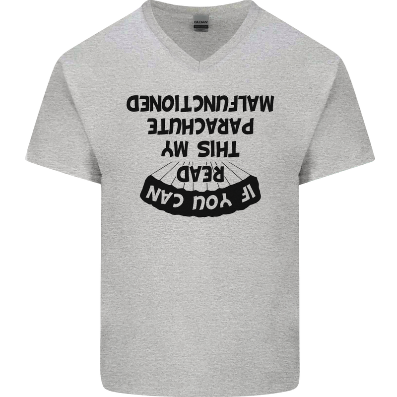 My Parachute Malfunctioned Skydiving Para Mens V-Neck Cotton T-Shirt Sports Grey