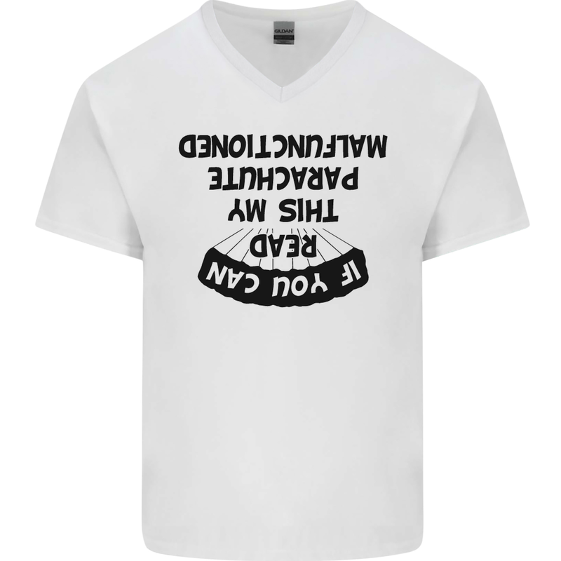 My Parachute Malfunctioned Skydiving Para Mens V-Neck Cotton T-Shirt White