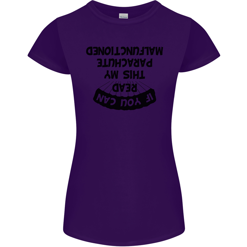 My Parachute Malfunctioned Skydiving Para Womens Petite Cut T-Shirt Purple