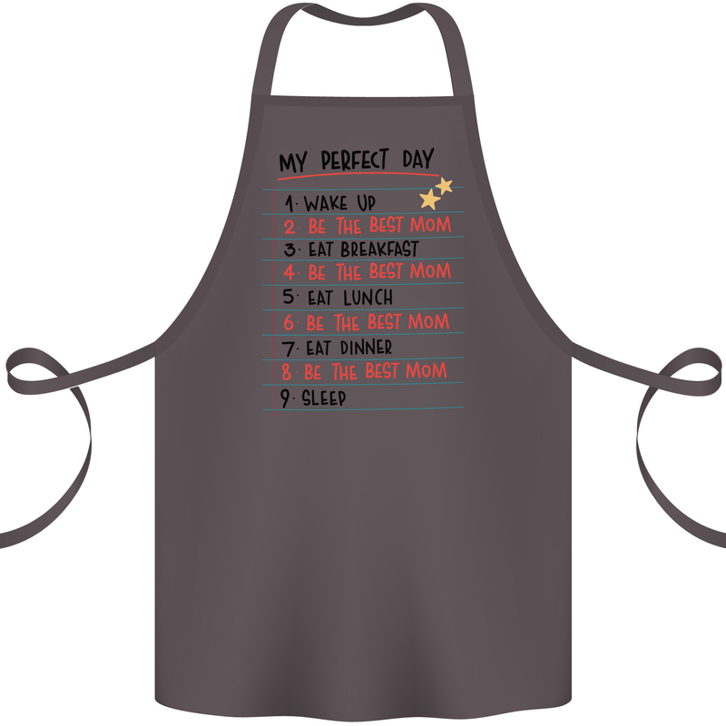 My Perfect Day Be The Best Mom Mother's Day Cotton Apron 100% Organic Dark Grey