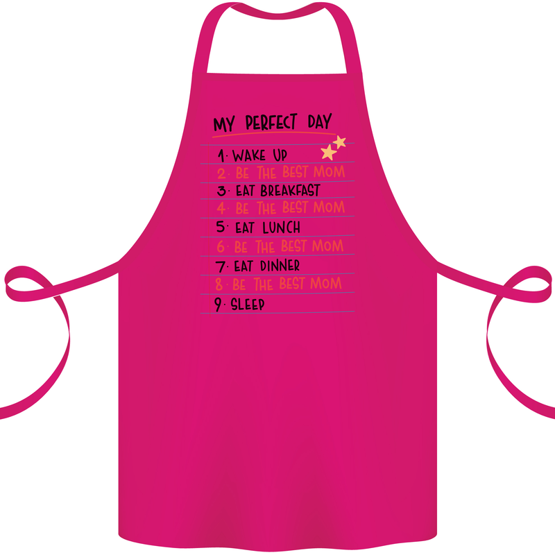 My Perfect Day Be The Best Mom Mother's Day Cotton Apron 100% Organic Pink