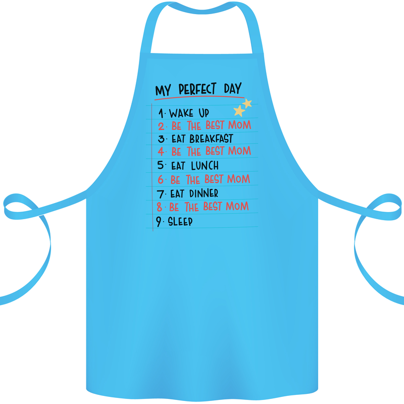 My Perfect Day Be The Best Mom Mother's Day Cotton Apron 100% Organic Turquoise
