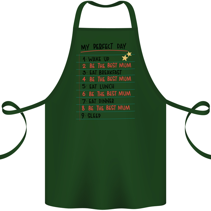 My Perfect Day Be The Best Mum Mother's Day Cotton Apron 100% Organic Forest Green