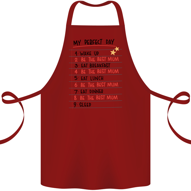 My Perfect Day Be The Best Mum Mother's Day Cotton Apron 100% Organic Maroon