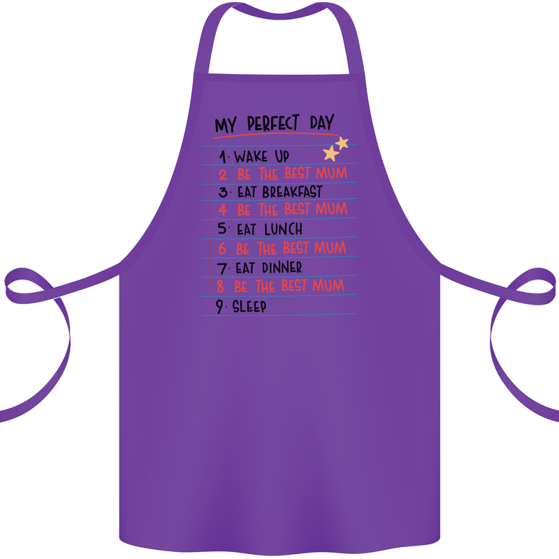 My Perfect Day Be The Best Mum Mother's Day Cotton Apron 100% Organic Purple