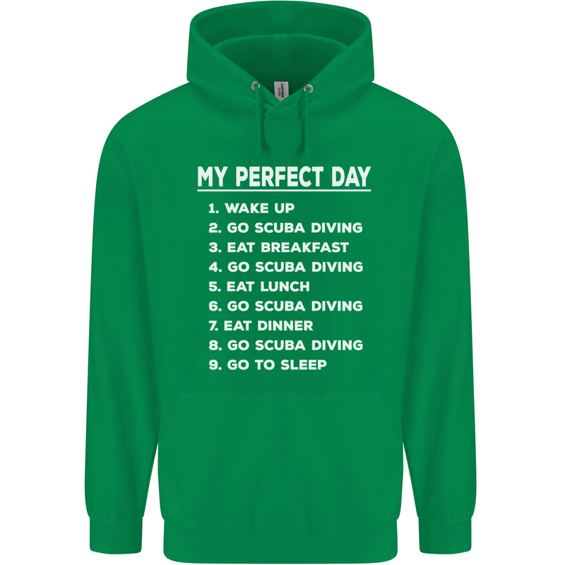 My Perfect Day Scuba Diving Diver Dive Childrens Kids Hoodie Irish Green