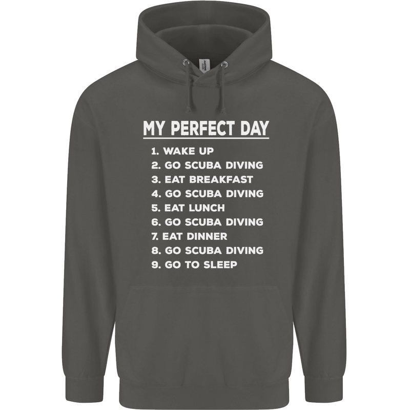 My Perfect Day Scuba Diving Diver Dive Childrens Kids Hoodie Storm Grey