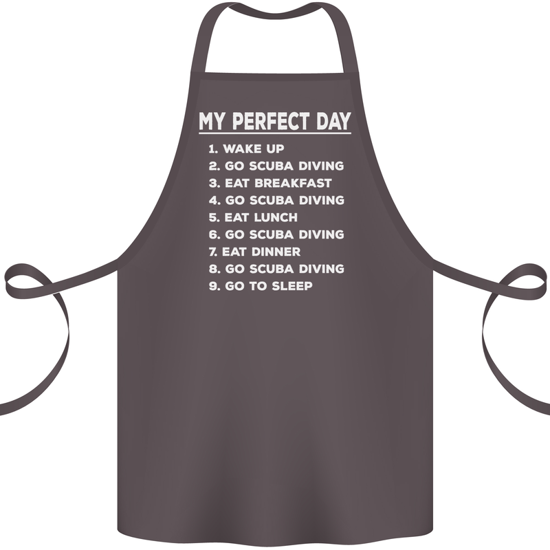 My Perfect Day Scuba Diving Diver Dive Cotton Apron 100% Organic Dark Grey