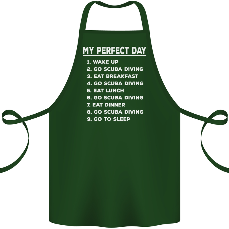 My Perfect Day Scuba Diving Diver Dive Cotton Apron 100% Organic Forest Green
