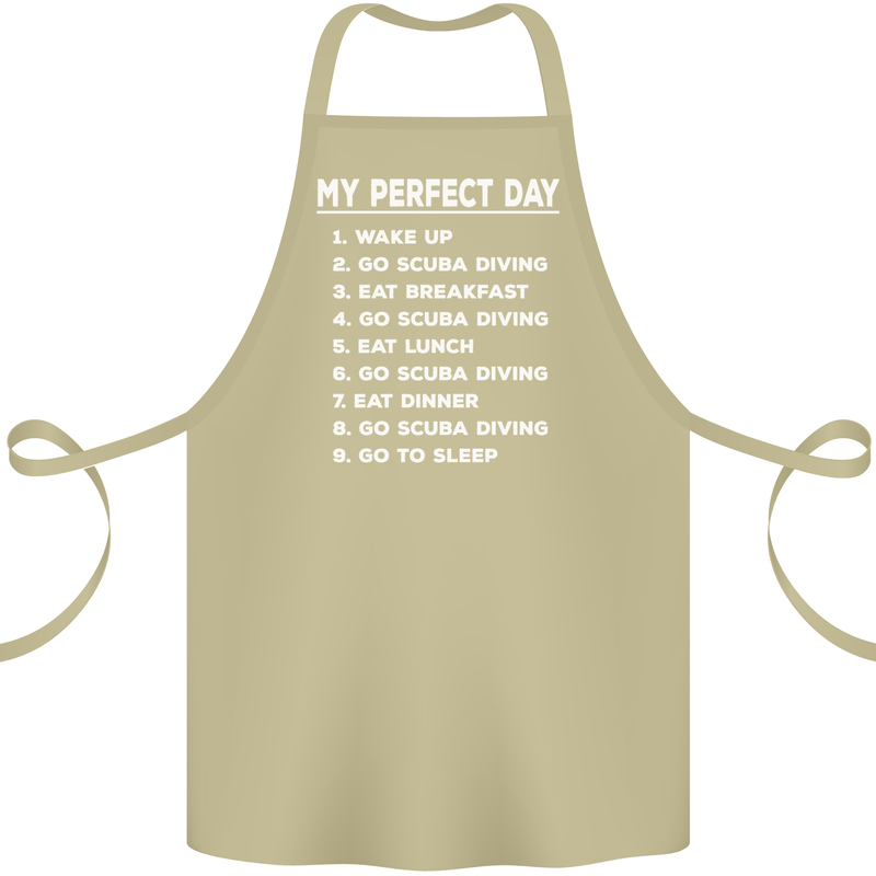 My Perfect Day Scuba Diving Diver Dive Cotton Apron 100% Organic Khaki