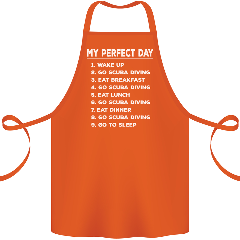 My Perfect Day Scuba Diving Diver Dive Cotton Apron 100% Organic Orange