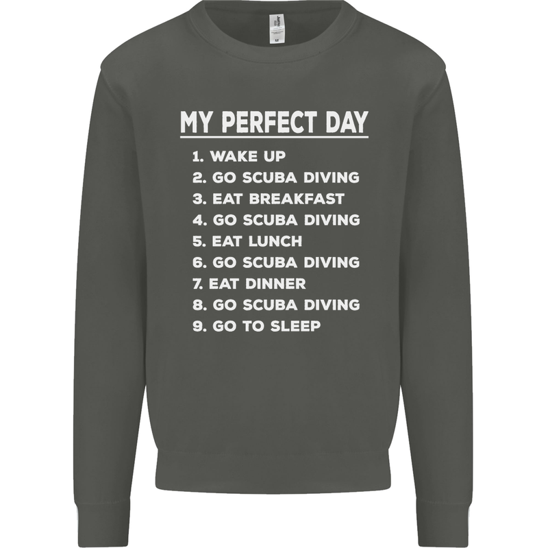 My Perfect Day Scuba Diving Diver Dive Kids Sweatshirt Jumper Storm Grey