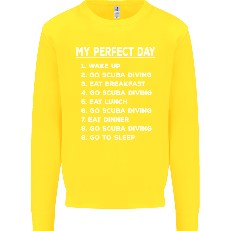 My Perfect Day Scuba Diving Diver Dive Kids Sweatshirt Jumper Yellow