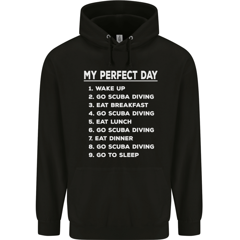 My Perfect Day Scuba Diving Diver Dive Mens 80% Cotton Hoodie Black