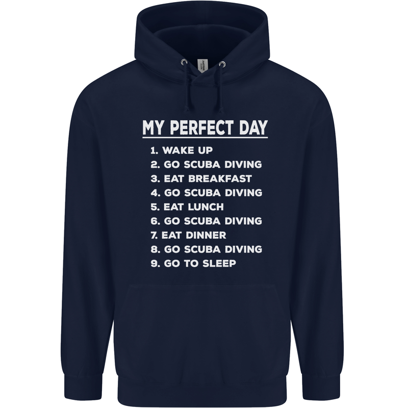 My Perfect Day Scuba Diving Diver Dive Mens 80% Cotton Hoodie Navy Blue