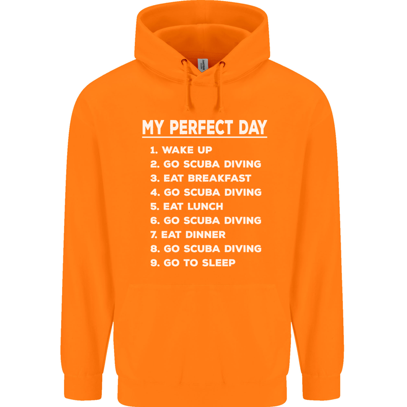 My Perfect Day Scuba Diving Diver Dive Mens 80% Cotton Hoodie Orange