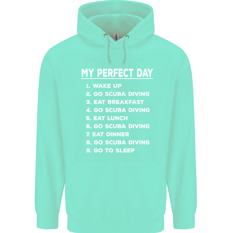 My Perfect Day Scuba Diving Diver Dive Mens 80% Cotton Hoodie Peppermint
