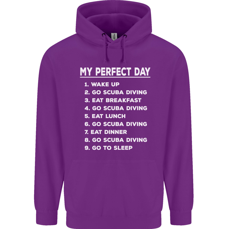 My Perfect Day Scuba Diving Diver Dive Mens 80% Cotton Hoodie Purple