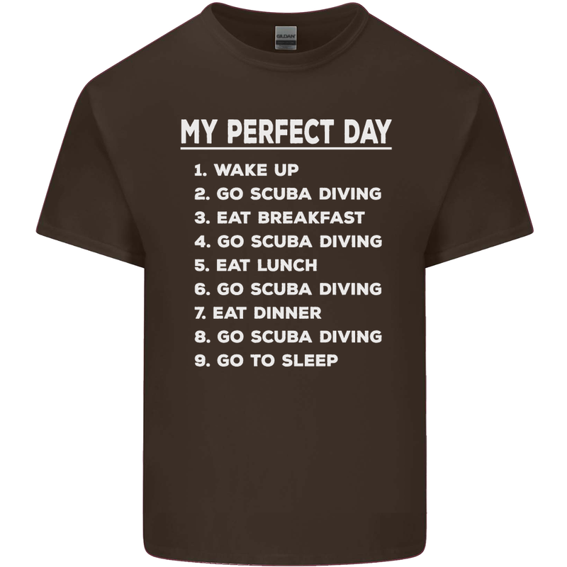 My Perfect Day Scuba Diving Diver Dive Mens Cotton T-Shirt Tee Top Dark Chocolate