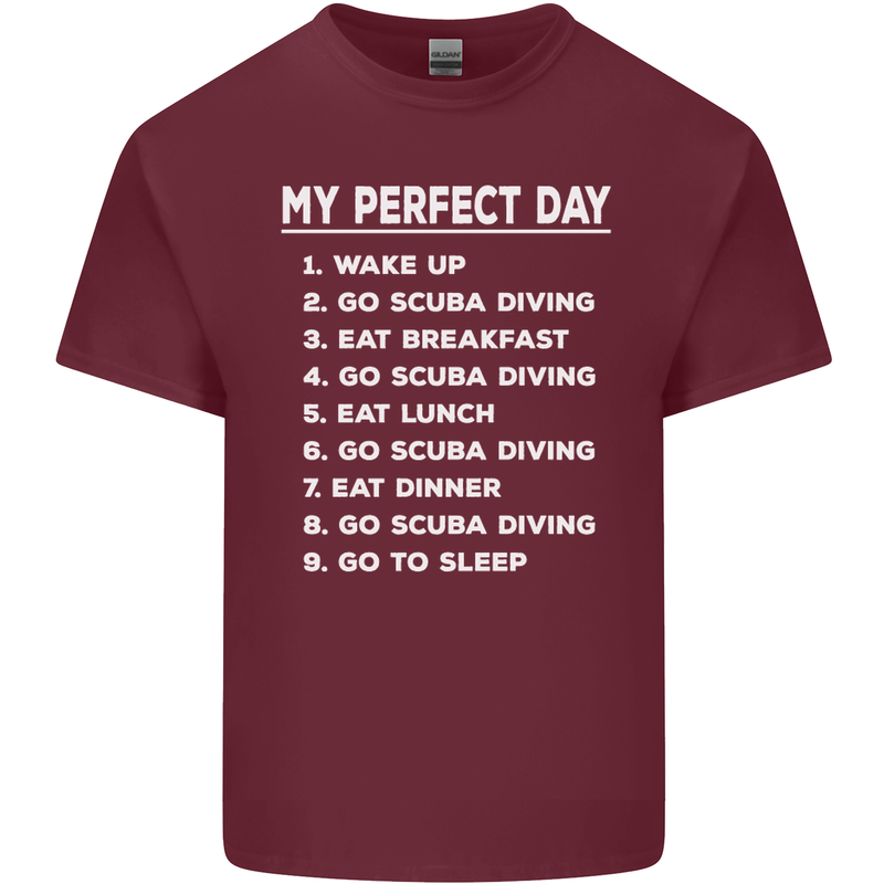 My Perfect Day Scuba Diving Diver Dive Mens Cotton T-Shirt Tee Top Maroon
