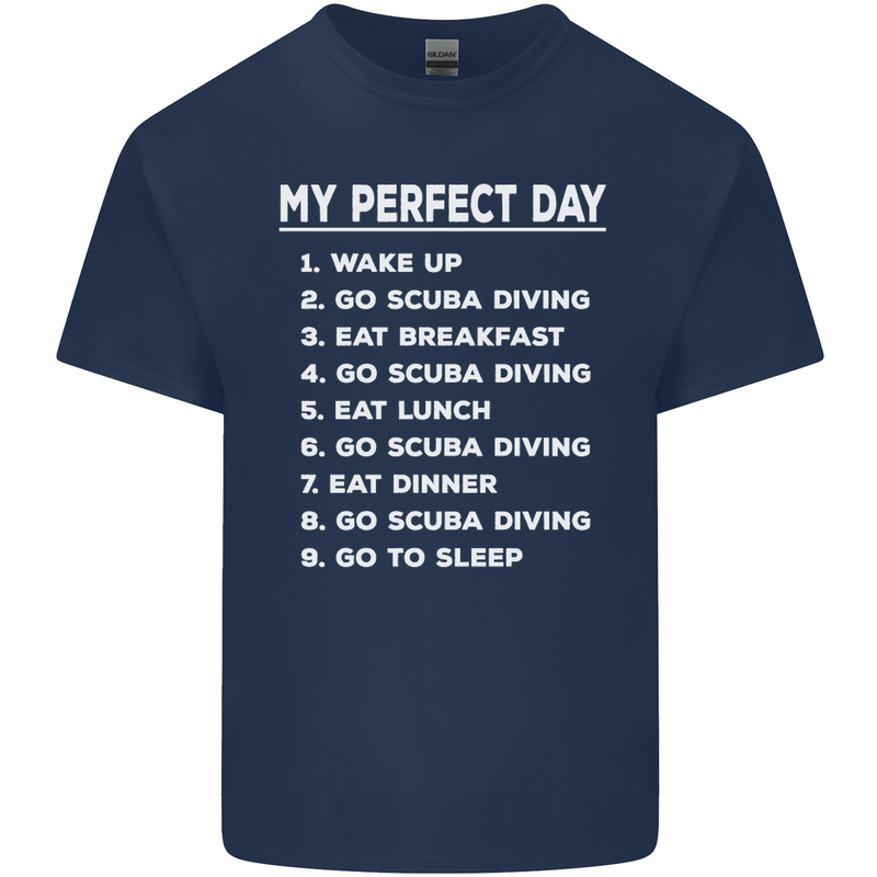 My Perfect Day Scuba Diving Diver Dive Mens Cotton T-Shirt Tee Top Navy Blue