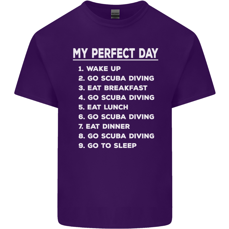 My Perfect Day Scuba Diving Diver Dive Mens Cotton T-Shirt Tee Top Purple