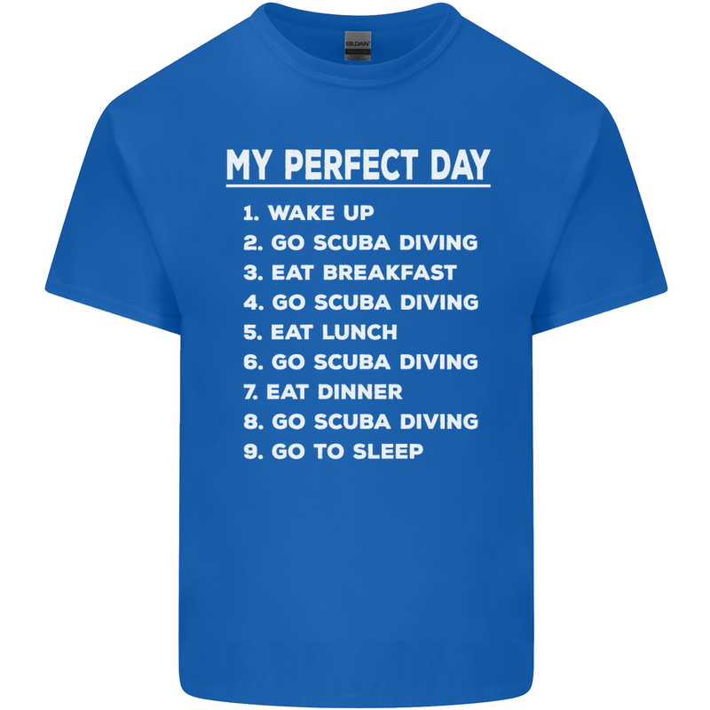 My Perfect Day Scuba Diving Diver Dive Mens Cotton T-Shirt Tee Top Royal Blue