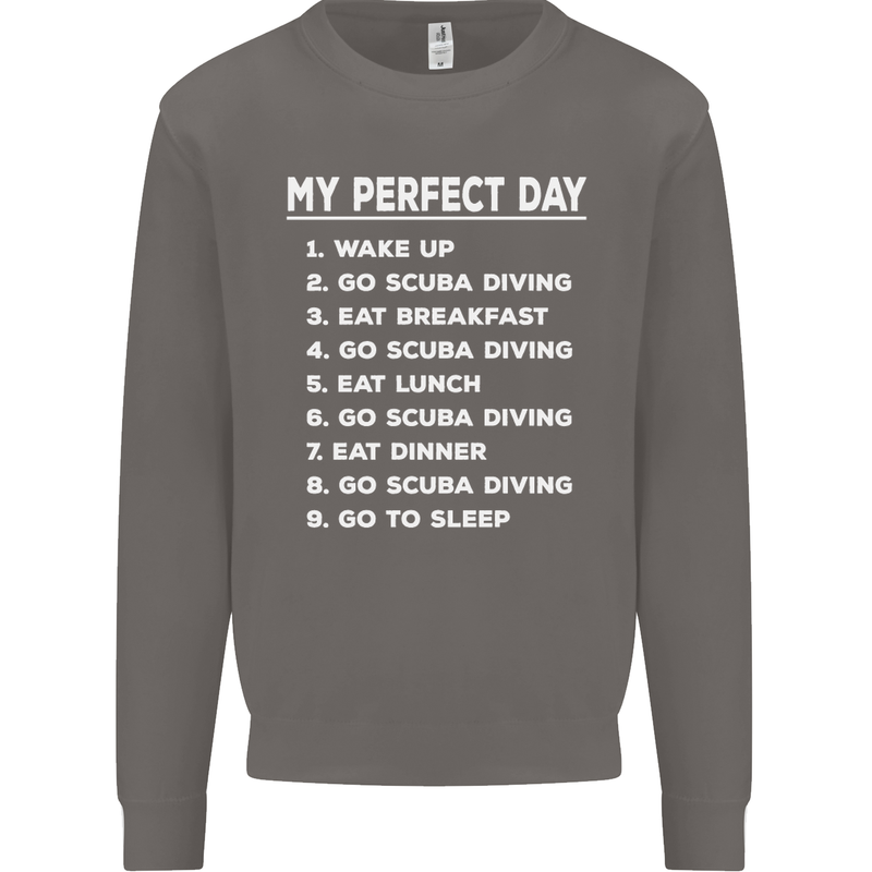 My Perfect Day Scuba Diving Diver Dive Mens Sweatshirt Jumper Charcoal