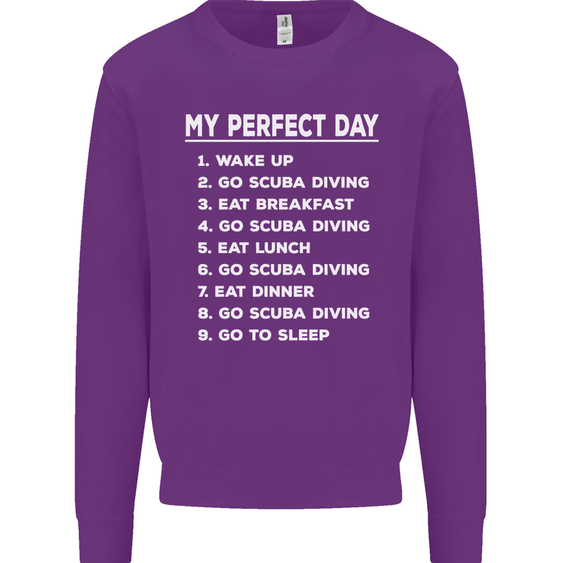 My Perfect Day Scuba Diving Diver Dive Mens Sweatshirt Jumper Purple