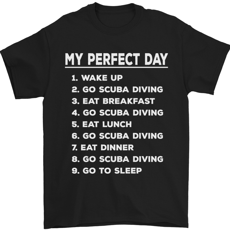 My Perfect Day Scuba Diving Diver Dive Mens T-Shirt Cotton Gildan Black
