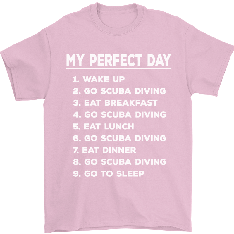 My Perfect Day Scuba Diving Diver Dive Mens T-Shirt Cotton Gildan Light Pink