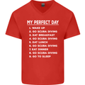 My Perfect Day Scuba Diving Diver Dive Mens V-Neck Cotton T-Shirt Red