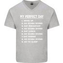 My Perfect Day Scuba Diving Diver Dive Mens V-Neck Cotton T-Shirt Sports Grey