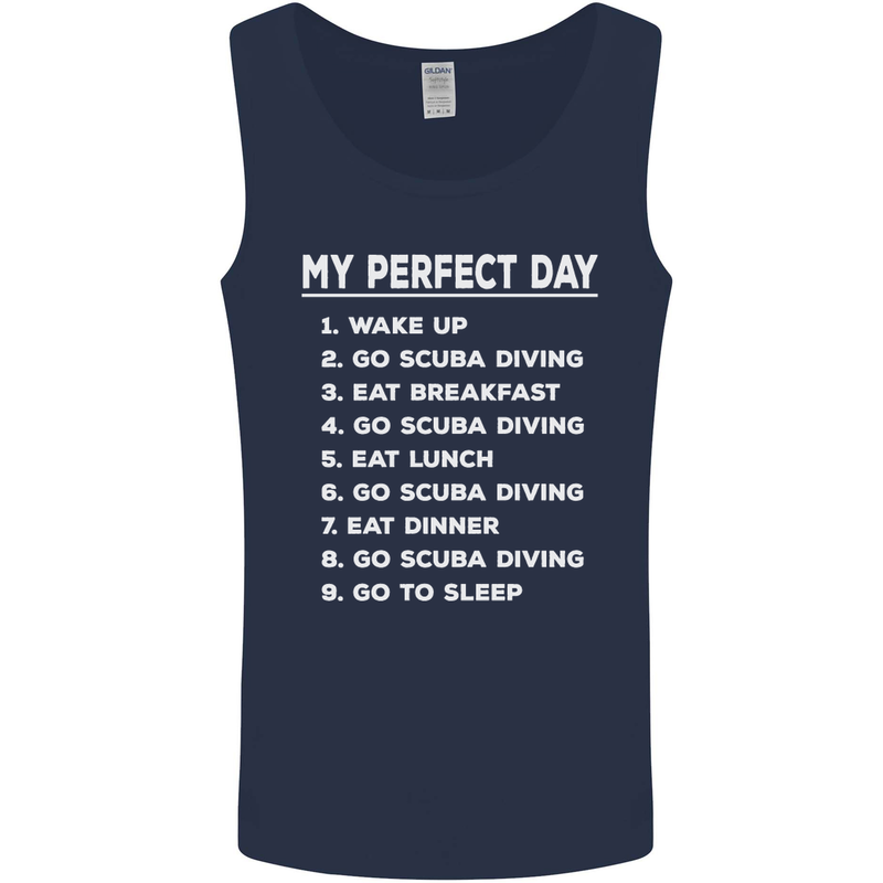 My Perfect Day Scuba Diving Diver Dive Mens Vest Tank Top Navy Blue