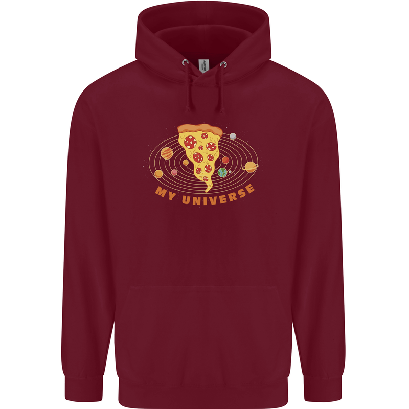 My Pizza Universe Funny Food Diet Childrens Kids Hoodie Maroon