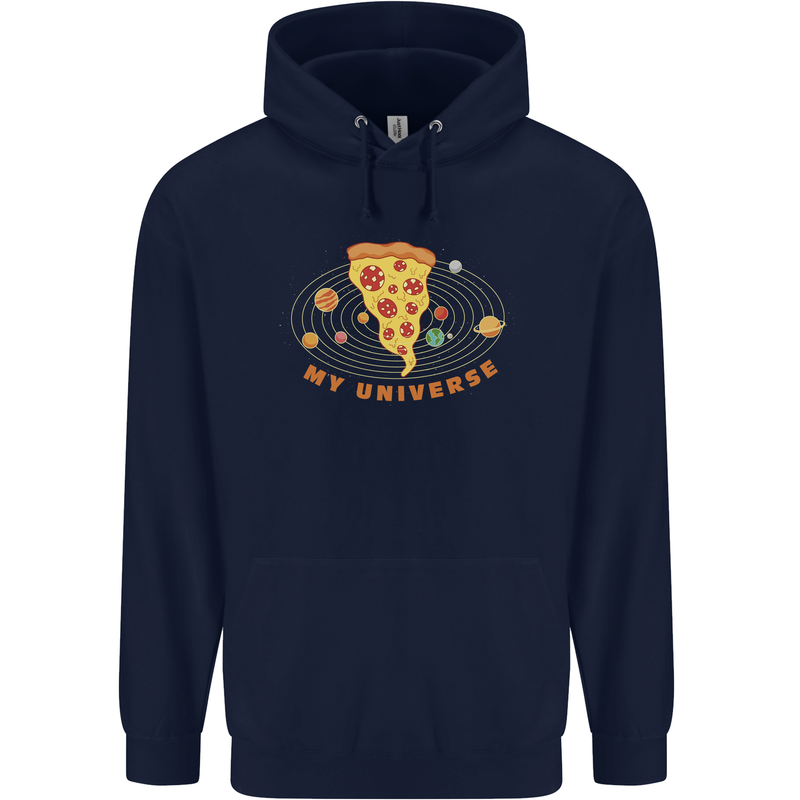 My Pizza Universe Funny Food Diet Childrens Kids Hoodie Navy Blue