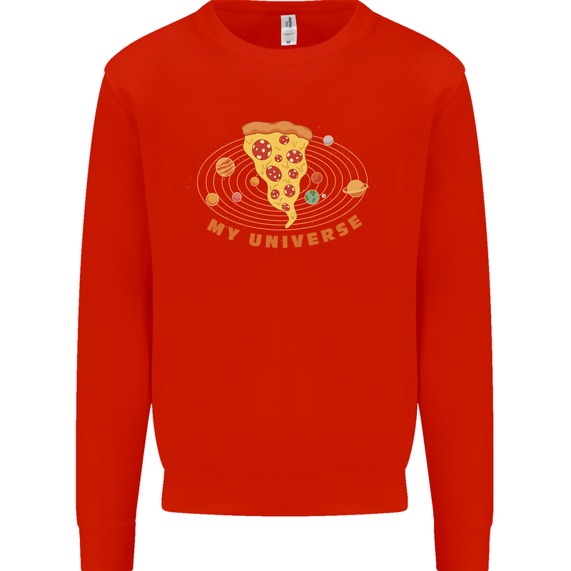 My Pizza Universe Funny Food Diet Kids Sweatshirt Jumper Bright Red