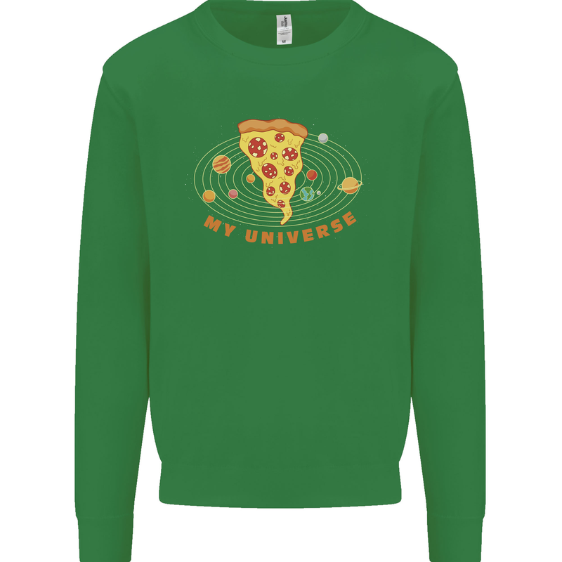 My Pizza Universe Funny Food Diet Kids Sweatshirt Jumper Irish Green