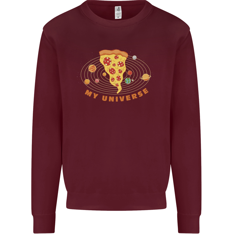 My Pizza Universe Funny Food Diet Kids Sweatshirt Jumper Maroon