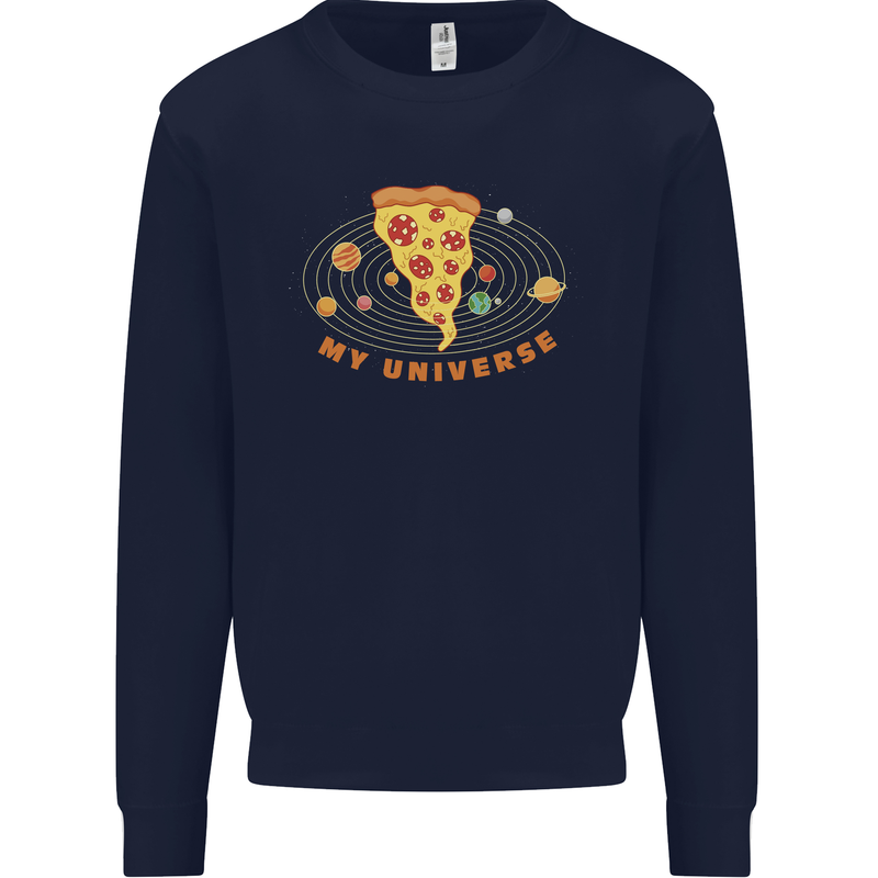 My Pizza Universe Funny Food Diet Kids Sweatshirt Jumper Navy Blue