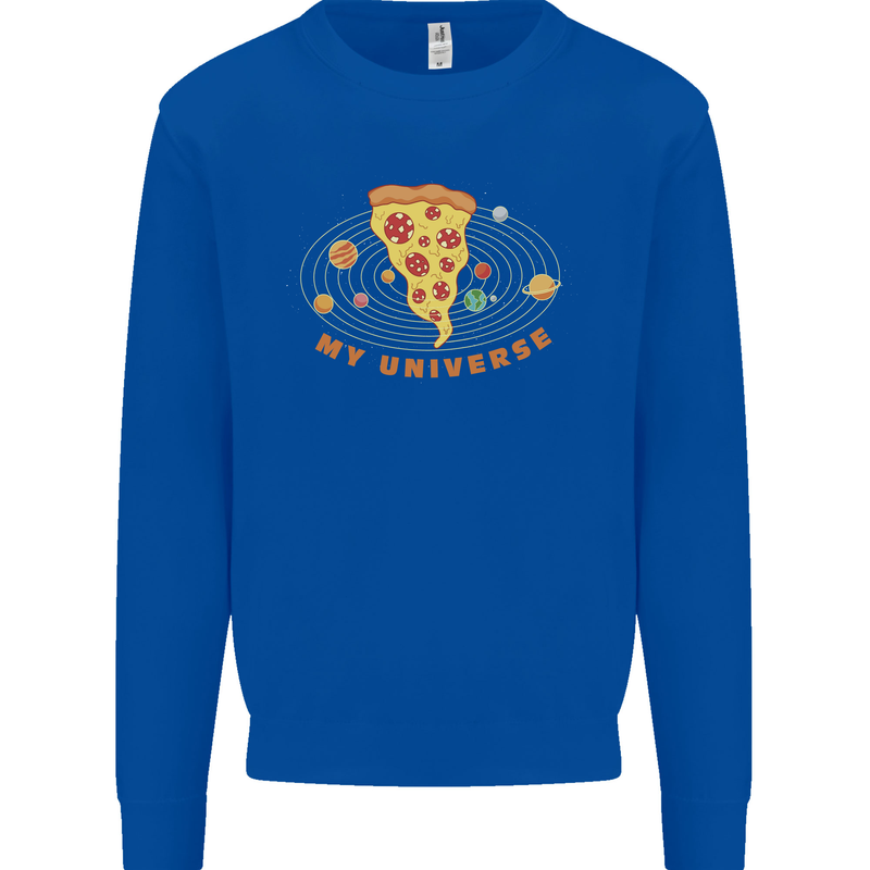 My Pizza Universe Funny Food Diet Kids Sweatshirt Jumper Royal Blue