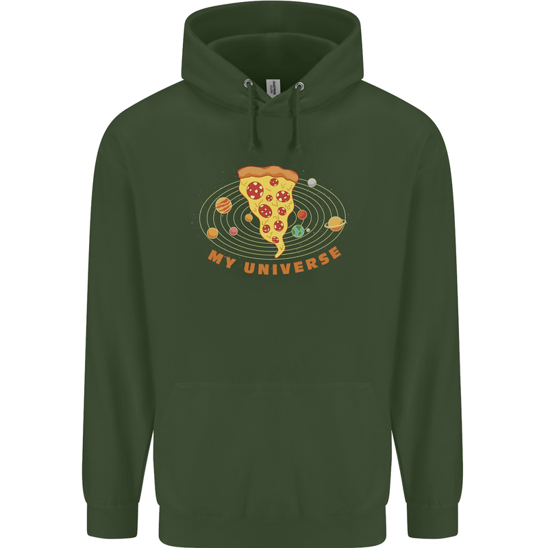 My Pizza Universe Funny Food Diet Mens 80% Cotton Hoodie Forest Green