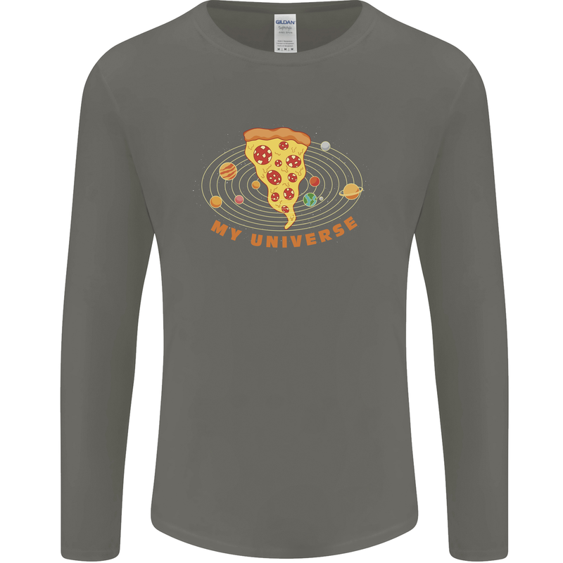 My Pizza Universe Funny Food Diet Mens Long Sleeve T-Shirt Charcoal