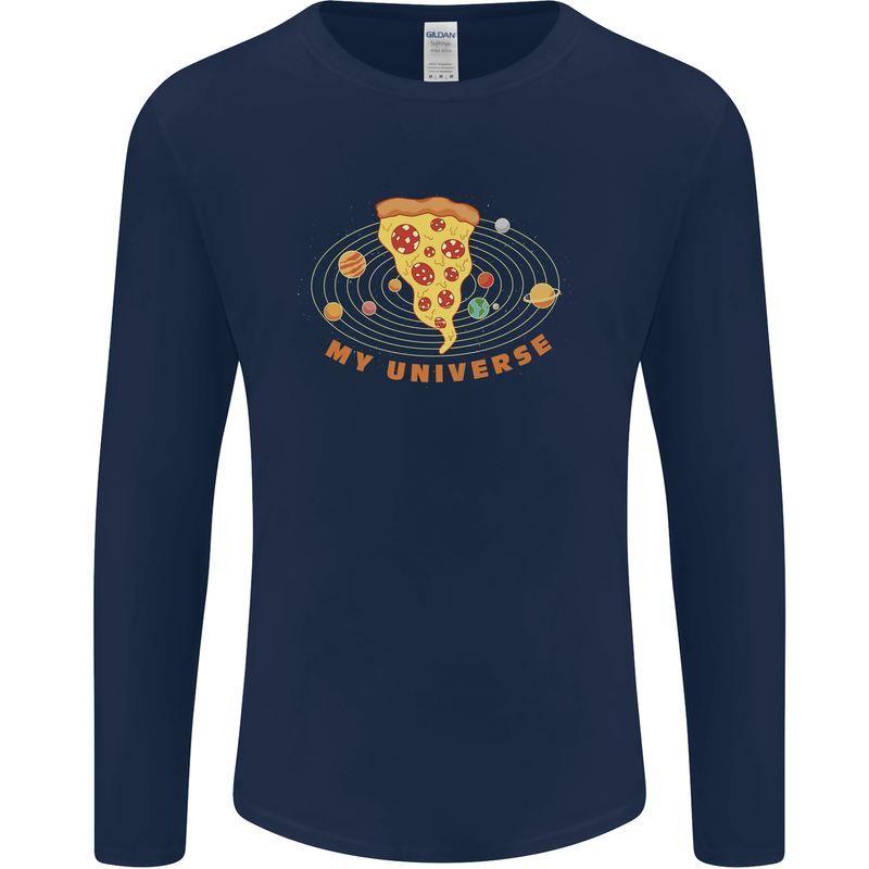 My Pizza Universe Funny Food Diet Mens Long Sleeve T-Shirt Navy Blue